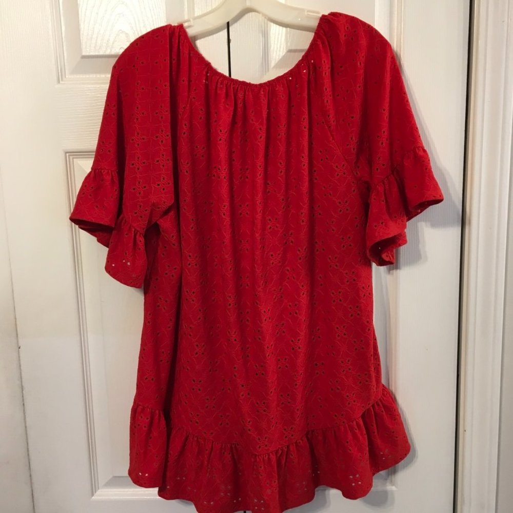Perceptions Ruffle Blouse Burnt Orange - Picture 4 of 5